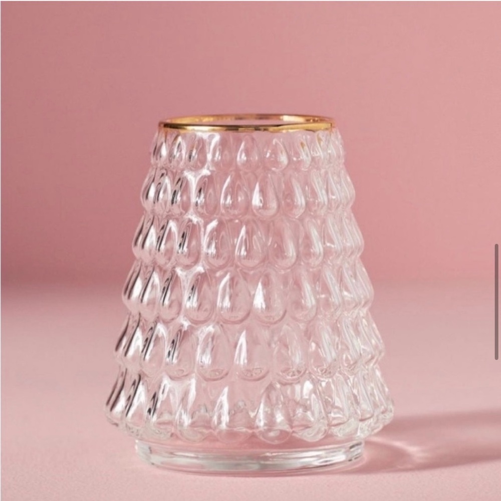 Gold Textured Glass Vase with Elegant Rim